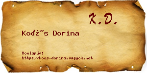 Koós Dorina névjegykártya